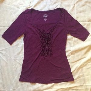 Old Navy Plum Ruffled Henley